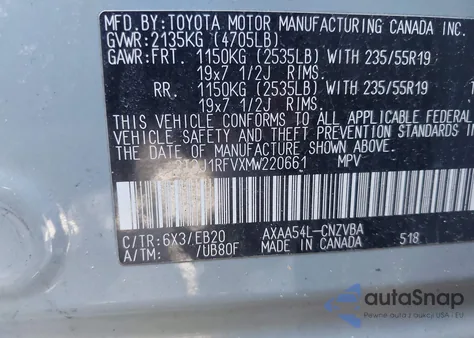 2021 Toyota Rav4 Adventure from USA, damaged, VIN 2T3J1RFVXMW220661